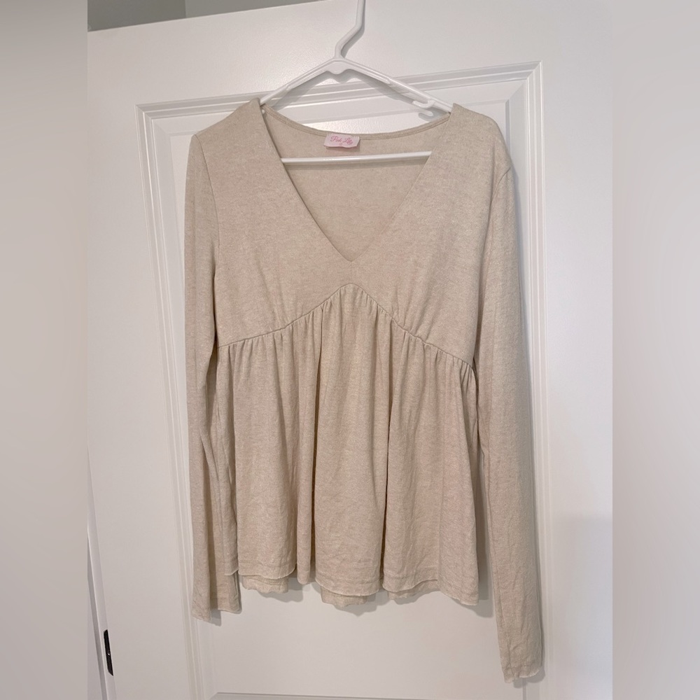 Pink Lily oatmeal babydoll top
